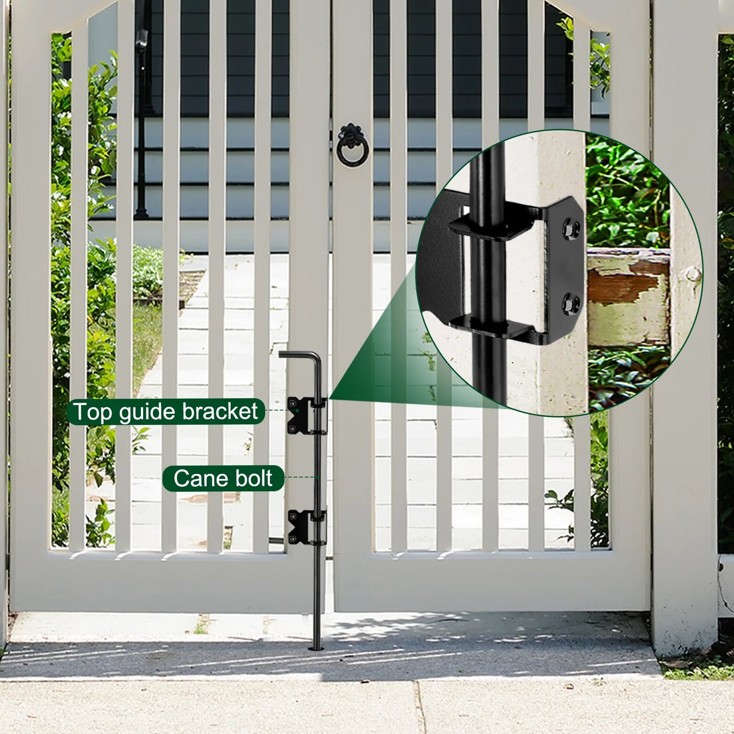 1/2set 24" Cane Bolt Gate Drop Rod for Wood Fence Iron Gate Hardware Ground Latch for Wooden Fence and Holding Door Holding Gate