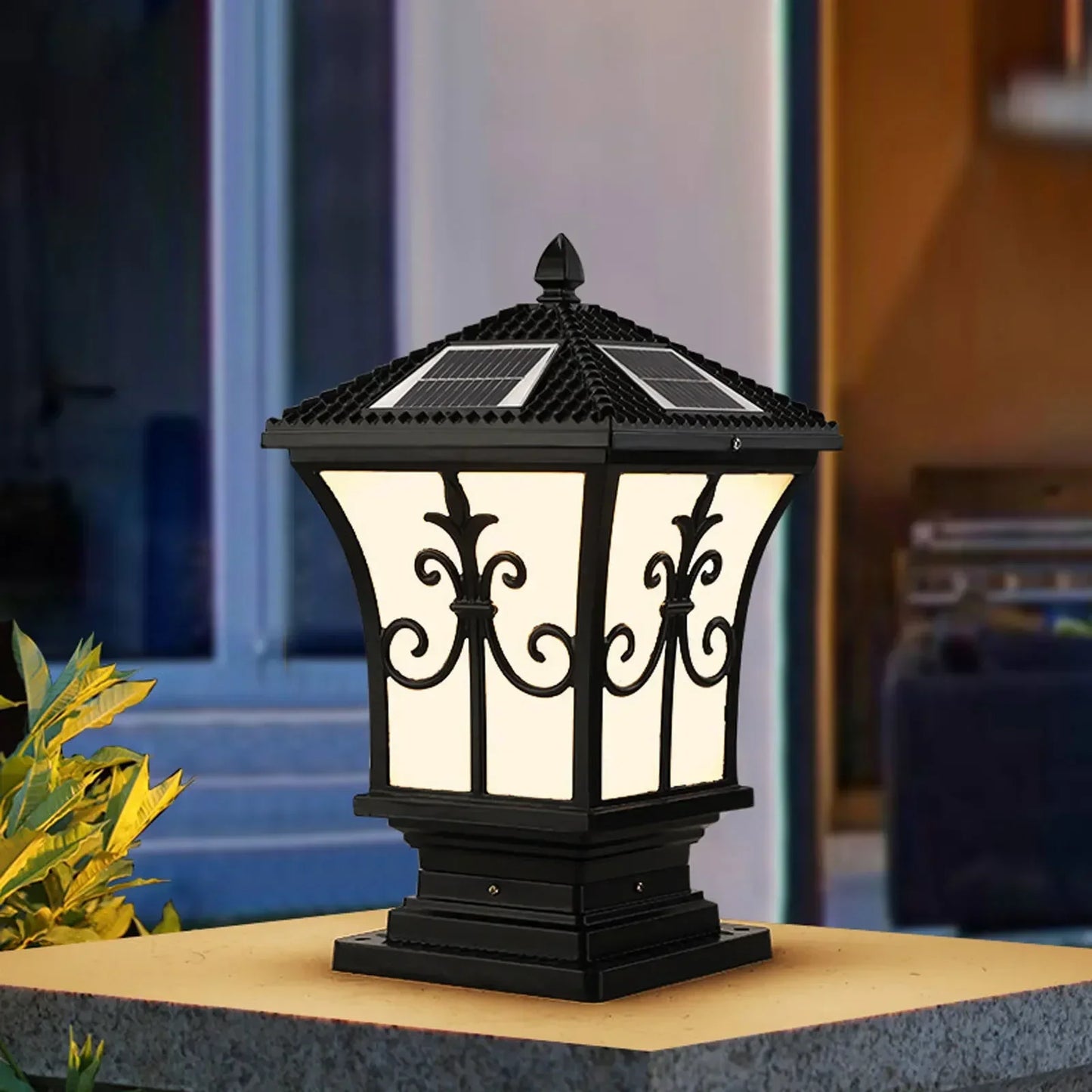 Bymaocar LED Electricial/solar Fence Post Light Outdoor Column Warm Lamp Lighting Fixture for Patio Garden Landscape Waterproof