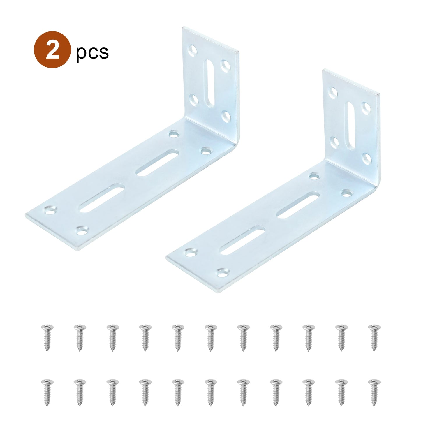 2pcs Adjustable L Shaped Metal Corner Bracket Iron Heavy Duty Black 90 Degree Angle Corner Shelf Brackets for Furniture Mounting