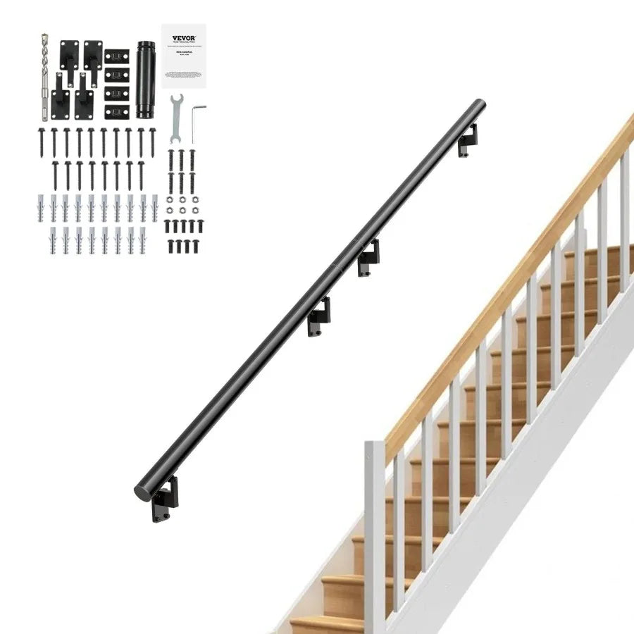Handrail Stair Railing 7 ft Wall Mount Handrails for Indoor Stairs Thickened Aluminum Alloy Hand Rail with Installation Kit 44
