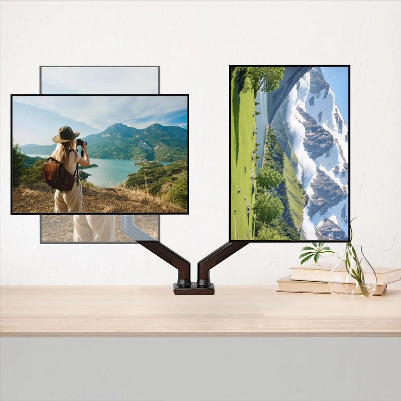 Dual Monitor Desk Mount up to 32 inches Screens Height Adjustable Monitor Stand, Heavy Duty Arm,VESA 75x75mm or 100x100mm, Black