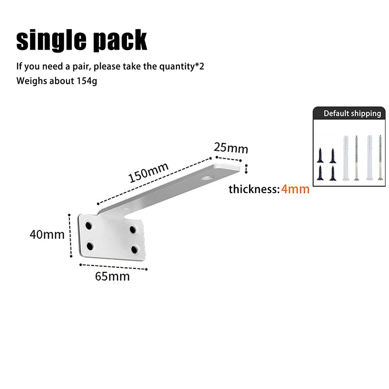 Set Heavy Duty Cast Iron Shelves Brackets Floating Shelf Brackets 4MM Thicked Invisible L Brackets For Shelves Support