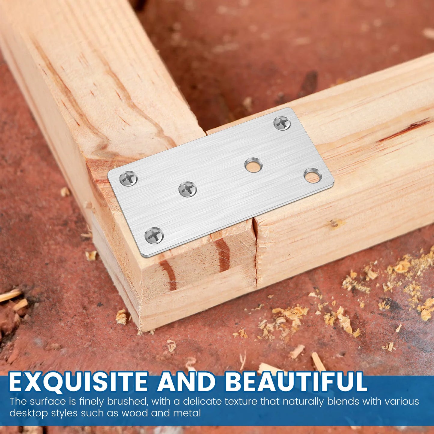 20Pcs Flat Brackets Heavy Duty Stainless Steel Mending Plates Sleeper Brackets for Fence Post and Timber Fixing and Joining