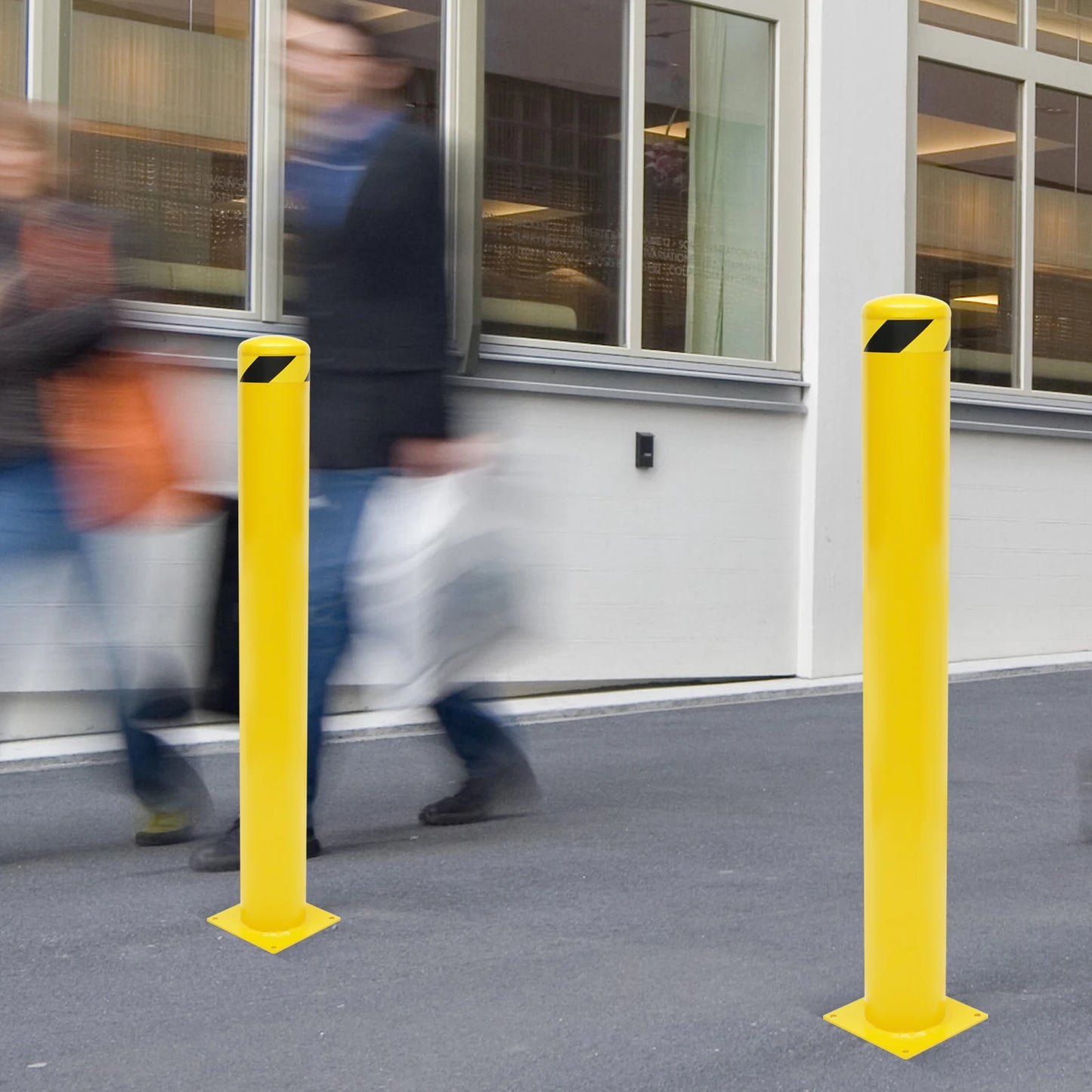 1/2Pcs Safety Bollard, Yellow Steel Safety Bollard with 4/8 Anchor Bolts, Perfect for Traffic-Sensitive Area