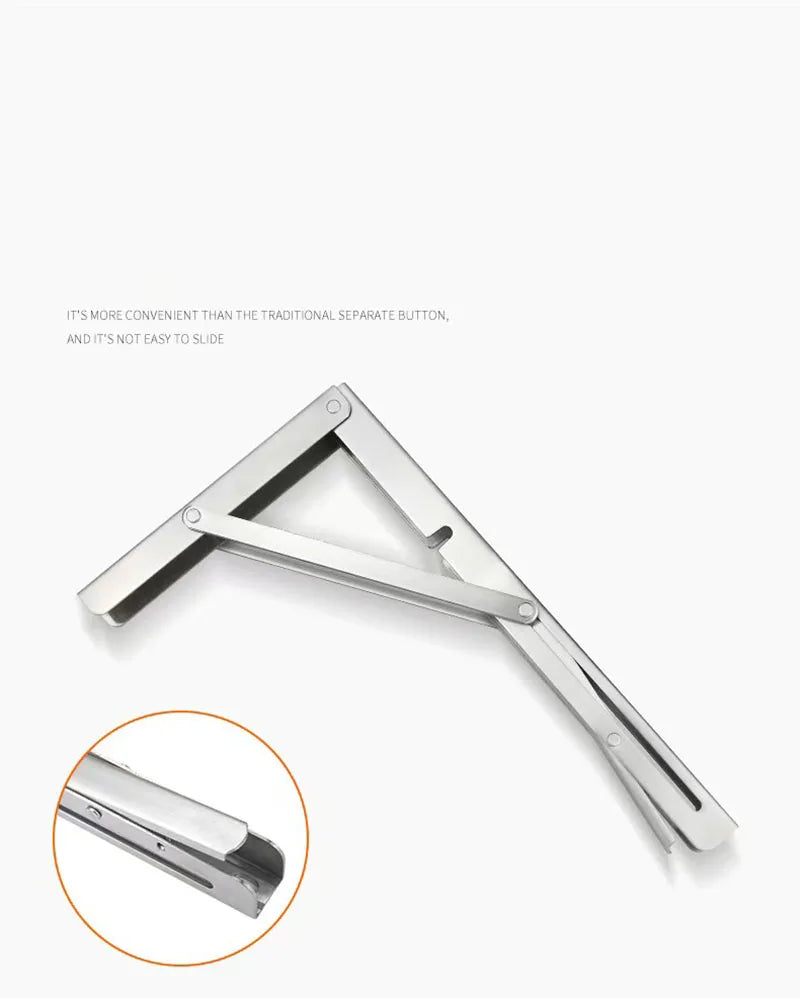 2Pcs 304 Stainless Steel Folding Table Stand Shelf Bench Heavy Duty Wall Shelf Bracket Right Angle Bracket Space Saving Thickene