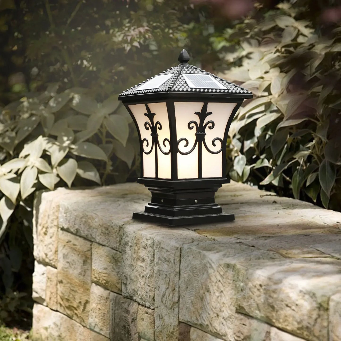 Bymaocar LED Electricial/solar Fence Post Light Outdoor Column Warm Lamp Lighting Fixture for Patio Garden Landscape Waterproof