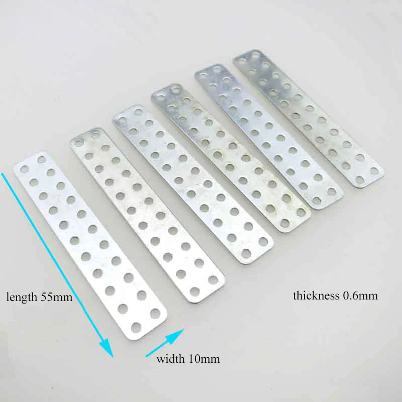 10PCS/Set Flat Mending Plate for Wood, Straight Bracket, 55mm Length 22 Screw Hole Flat Repair Fixing Wood Brace Joining Plates