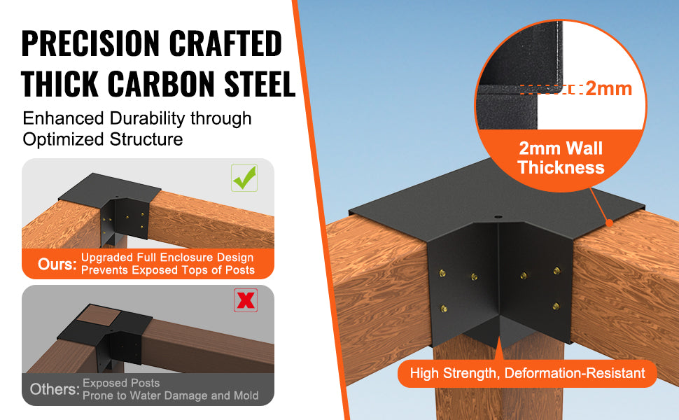 1 SucceBuy Pergola Bracket Kit 6inchx6inch 4pcs 3 Way Easy Installation For Gazebos Patio Pergolas Log Cabin Outdoor Hardware