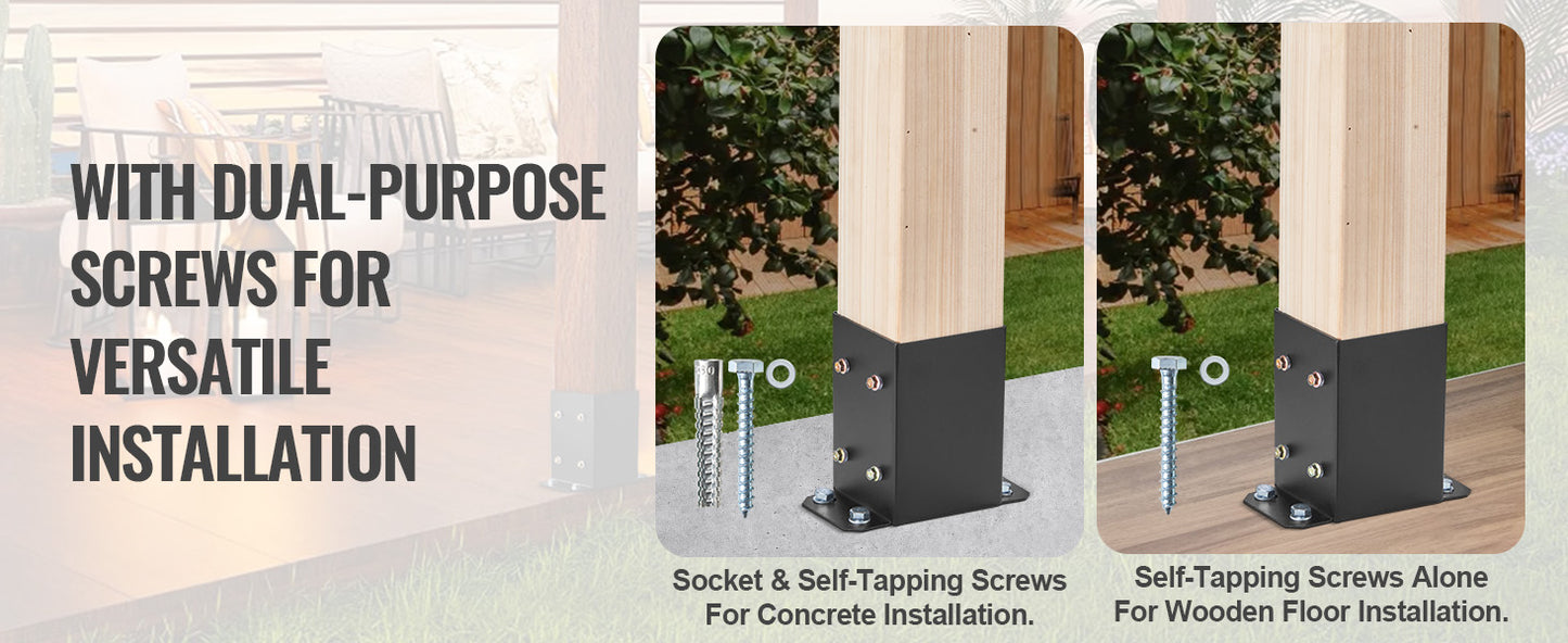 SucceBuy Post Base 10Pcs Inner Size 3.6x3.6Post Brackets Anchor Matte Brackets for Pavilion Deck Railing Support Deck Base Plate