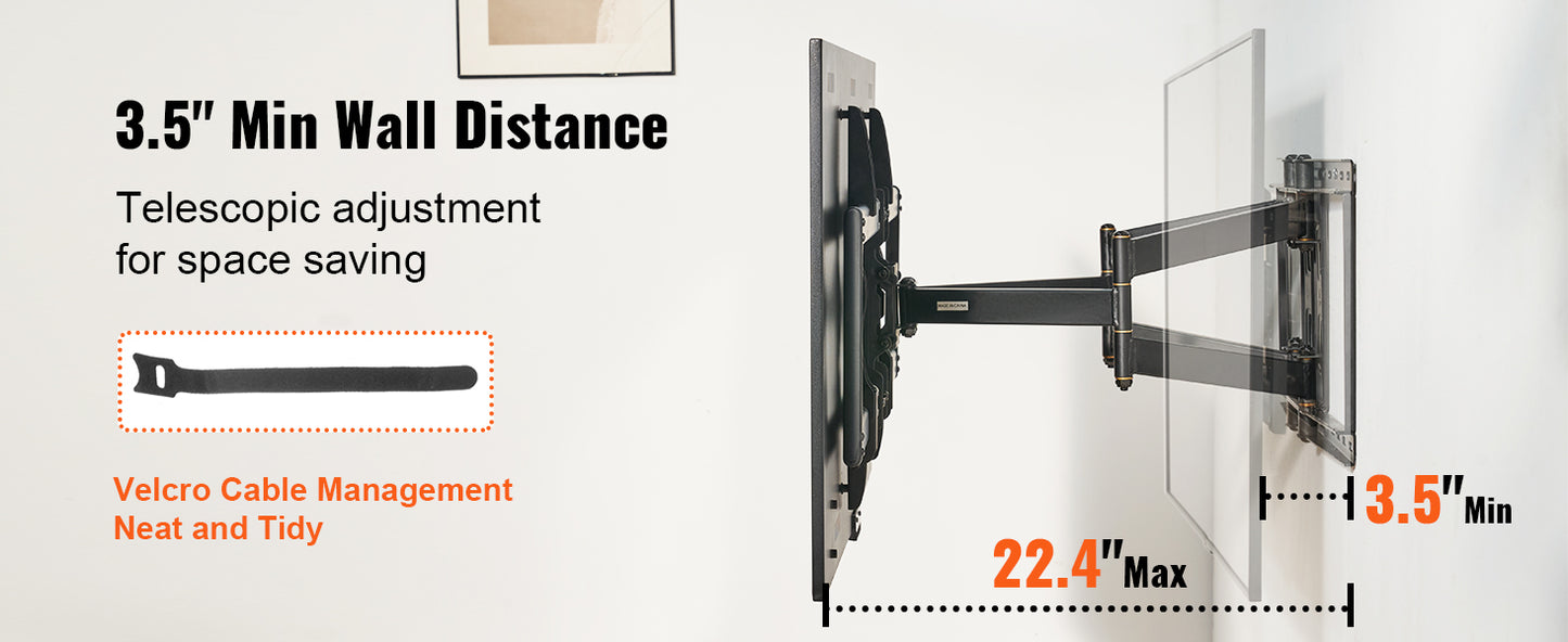 SucceBuy Full Motion TV Mount Fit for 26-90in TVs Swivel Tilt Horizontal Adjustment TV Wall Mount Bracket W/ Articulating Arms